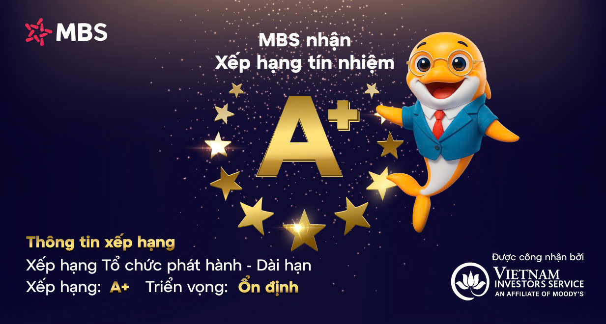 Xếp hạng tín nhiệm cao nhất A+ từ tổ chức đánh giá uy tín VIS, MBS tiếp tục khẳng định vị thế vững mạnh trên thị trường chứng khoán